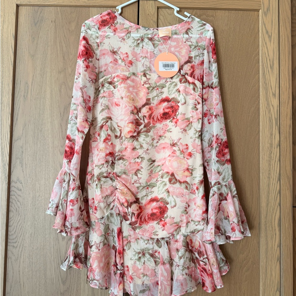 Sage & Paige Swerve Floral Ruffle Sleeve Dress